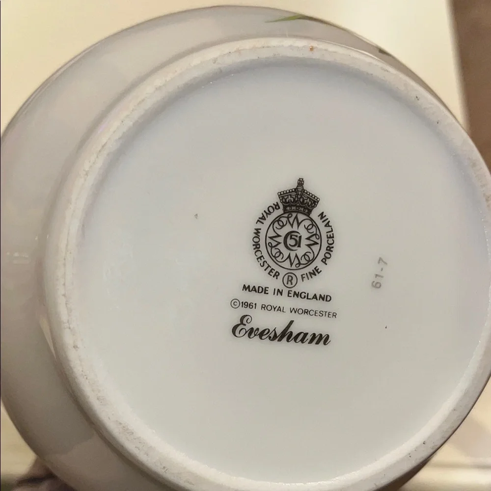 Evesham White Porcelain Pitcher Royal Worcester